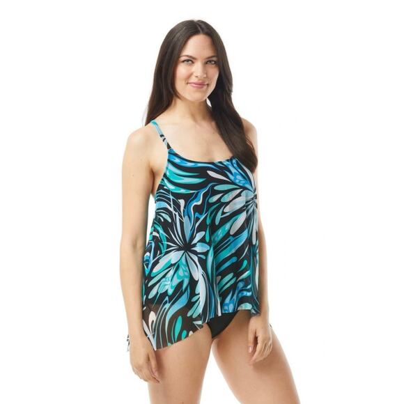 Coco Reef Cassis Swirl Mesh Underwire Tankini Top 34DD Cassis NWT - Picture 1 of 7